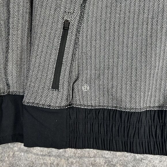 Lululemon All Good Hooded Pullover Womens 8 Black Herringbone Running Athleisure - Picture 8 of 9